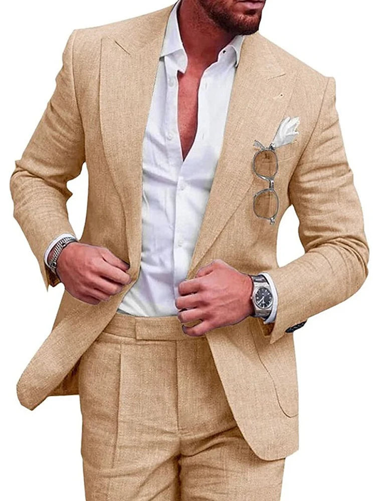 Linen beach wedding suit