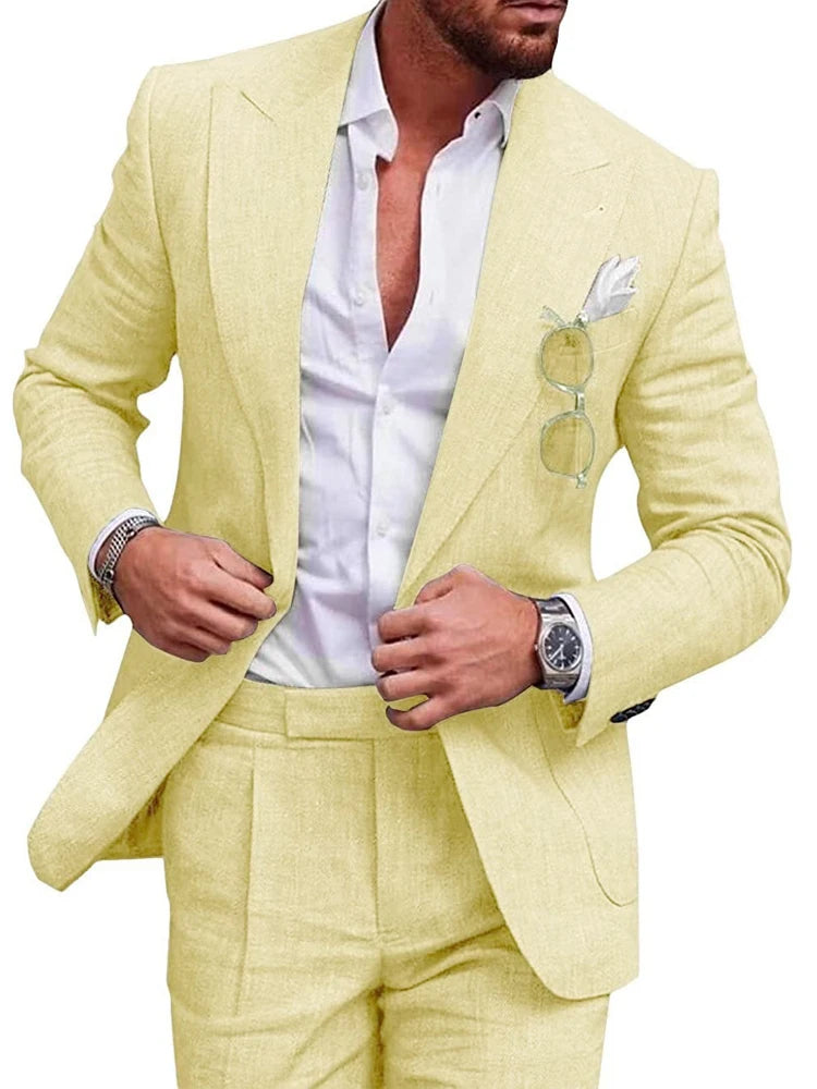 Linen beach wedding suit