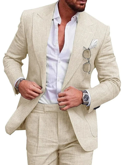 Linen beach wedding suit