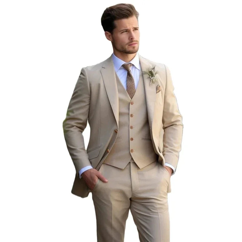 Champagne wedding suit for groom