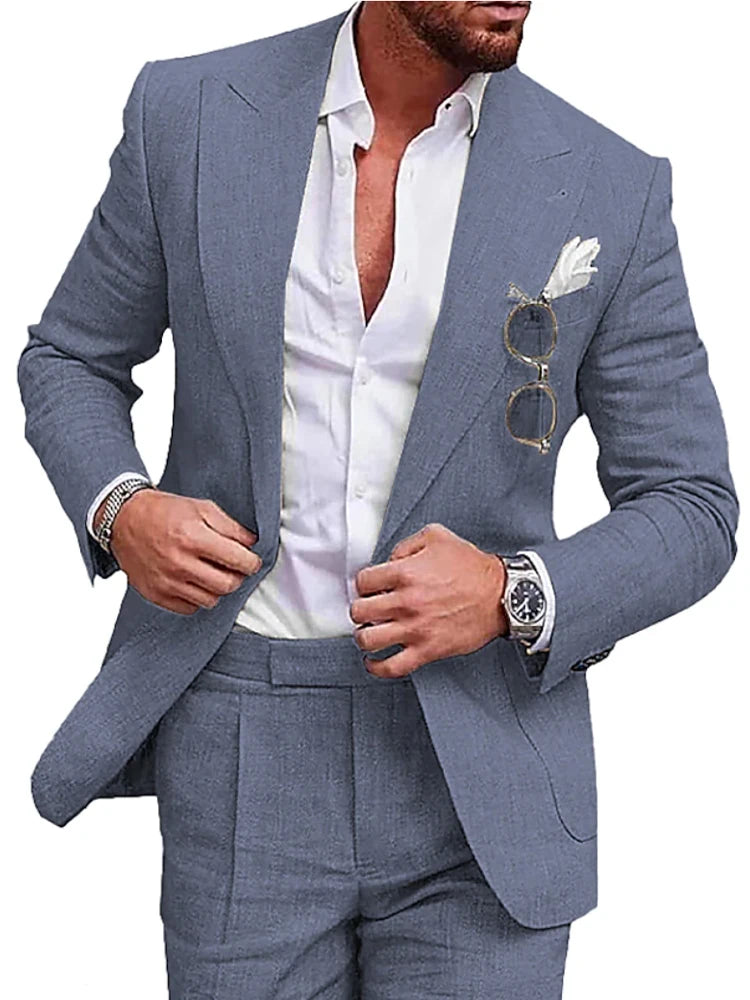 Linen beach wedding suit