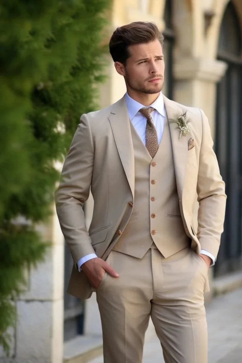 Champagne wedding suit for groom