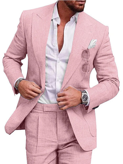 Linen beach wedding suit