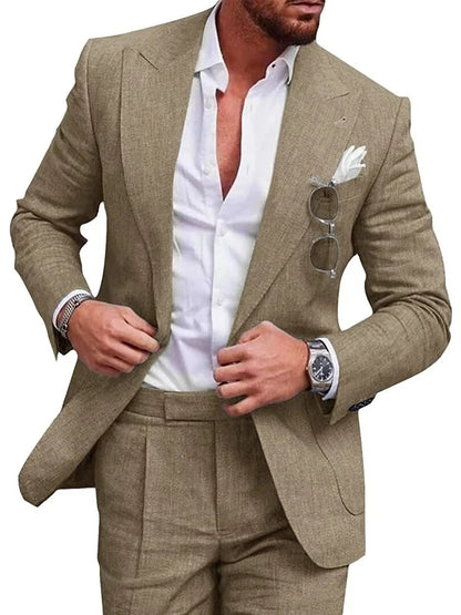 Linen beach wedding suit