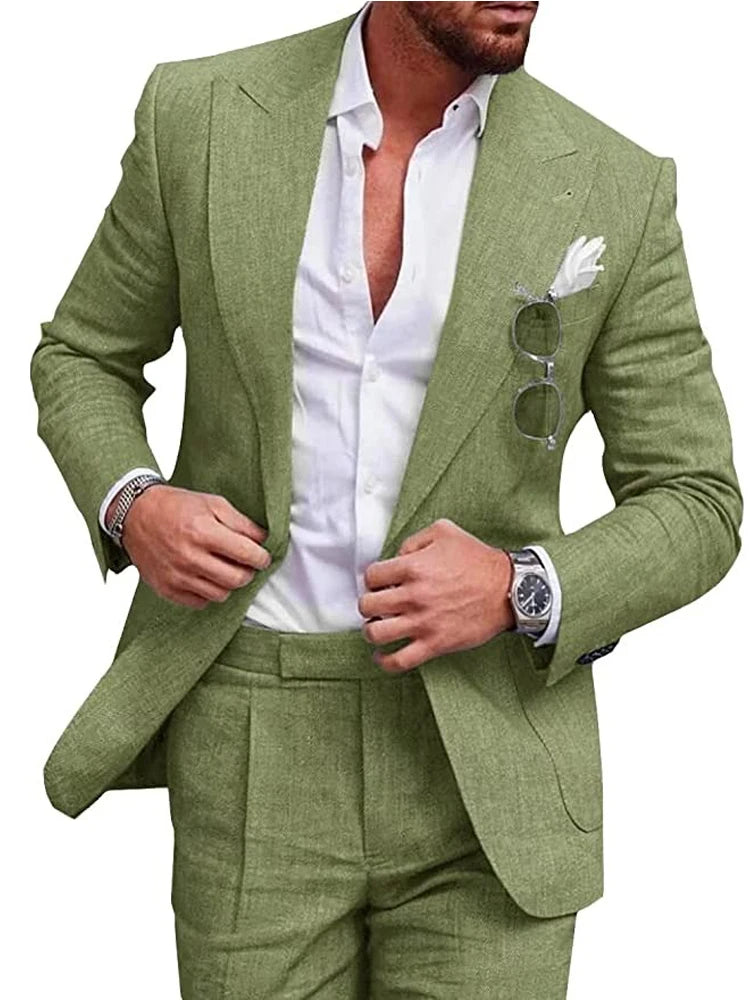 Linen beach wedding suit