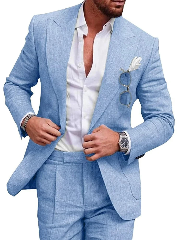 Linen beach wedding suit