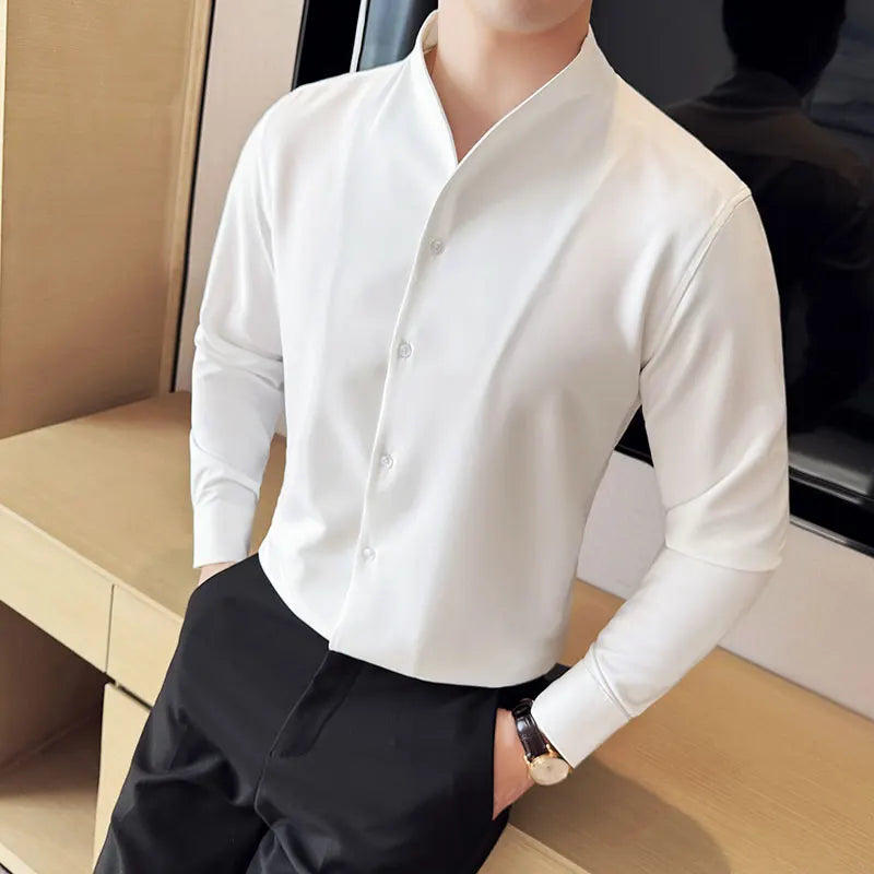 Designer collarless shirt