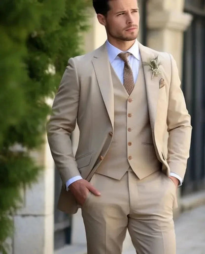 Champagne wedding suit for groom