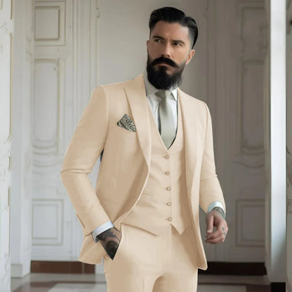 Champagne wedding suit for groom