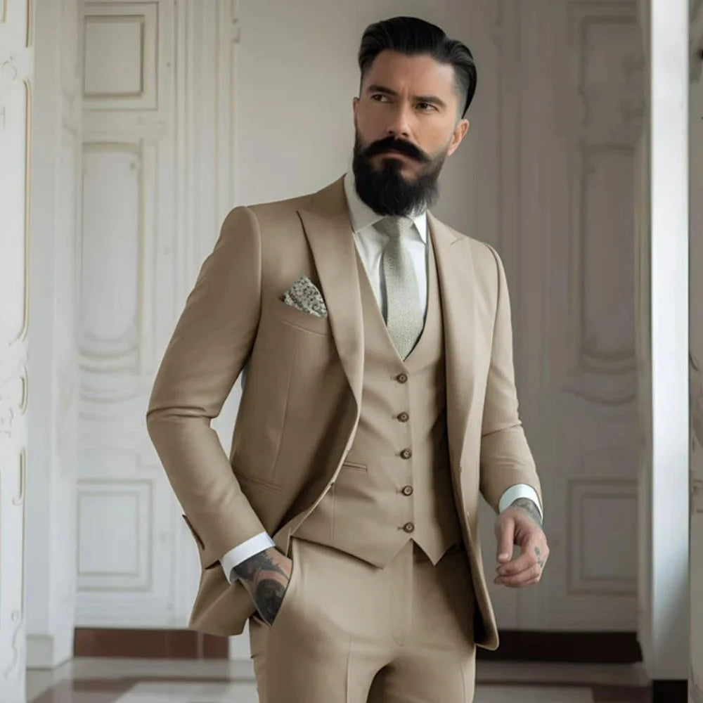 Champagne wedding suit for groom